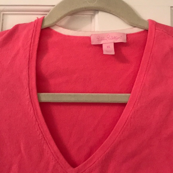 Pink Nylon Vneck Sweater - Picture 3 of 4